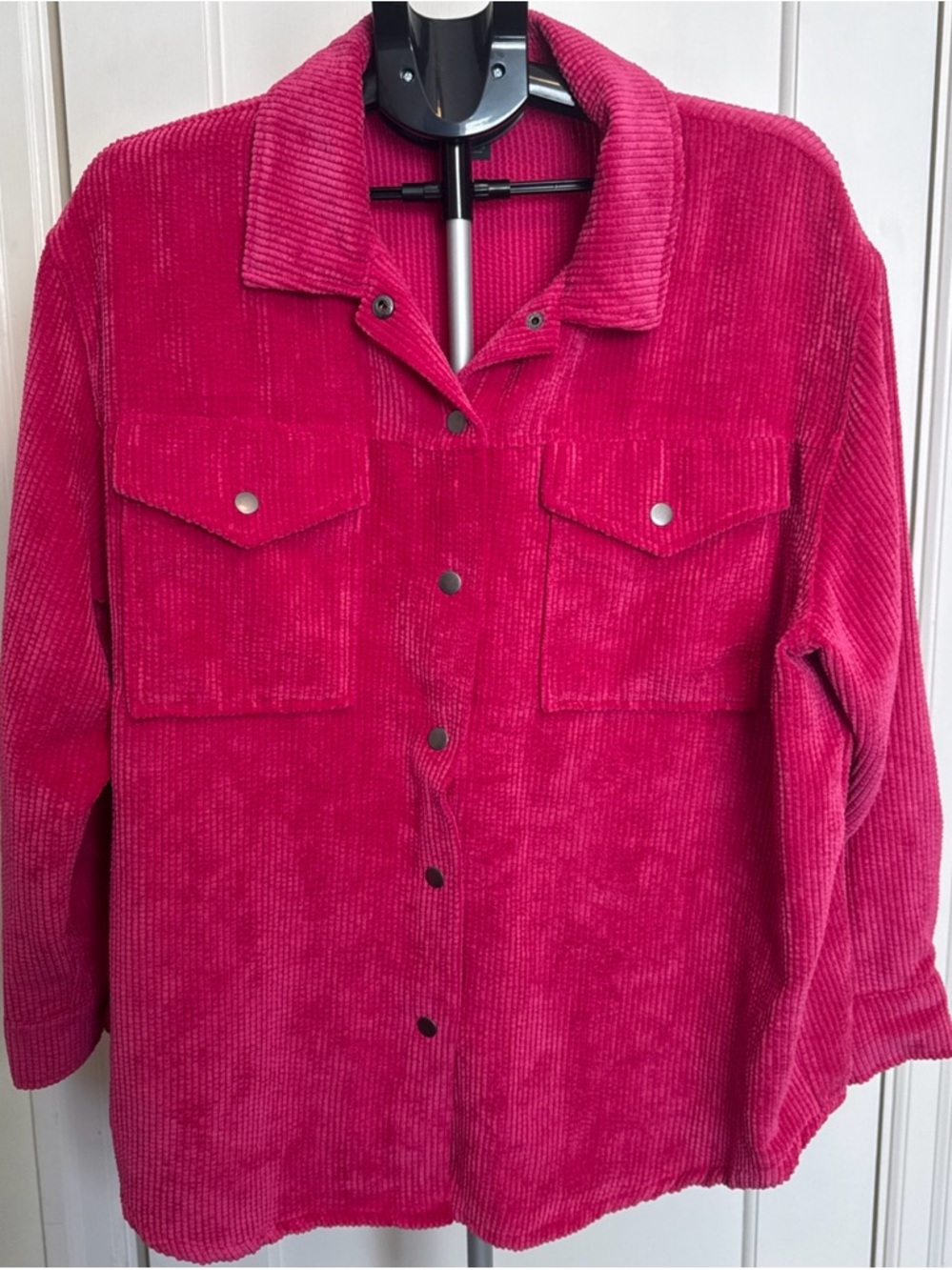 Wild Fable Magenta Corduroy Shacket, Hot Pink Oversized Button Down, Large